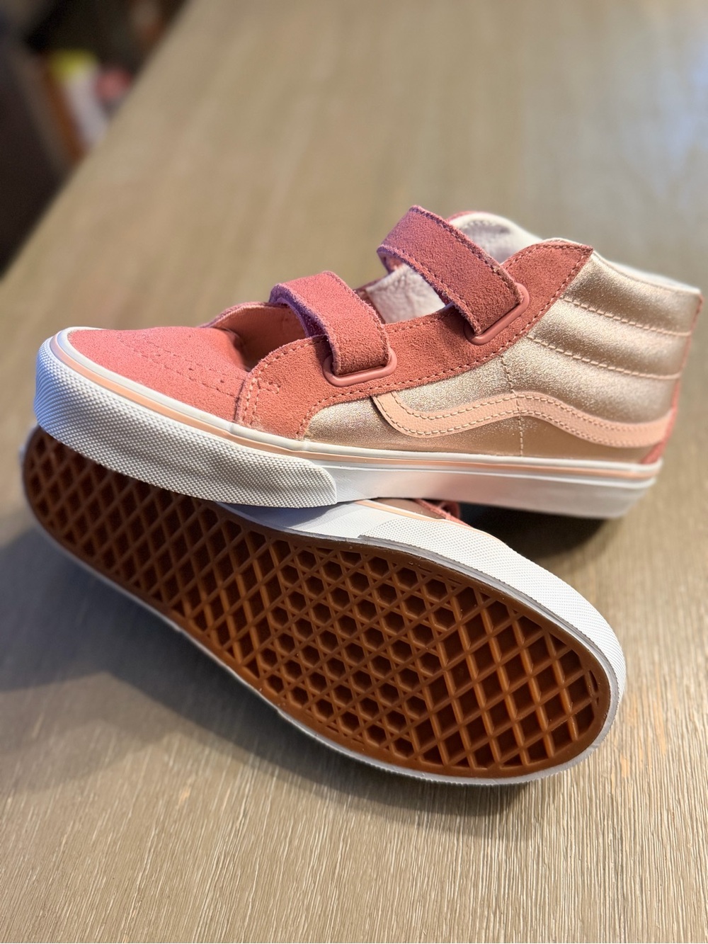 Vans Kids Coral Pink High-Top Velcro Sneakers
